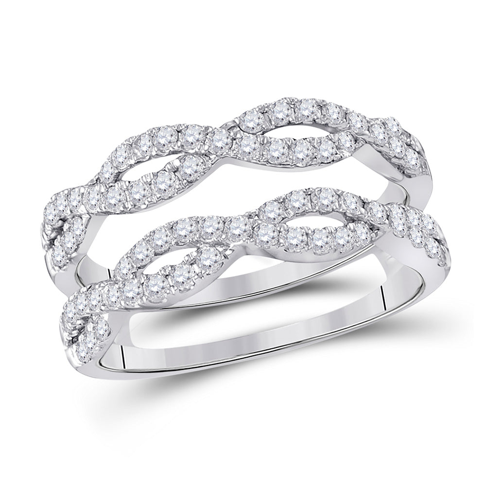 14kt White Gold Womens Round Diamond Wrap Ring Guard Enhancer 3/4 Cttw