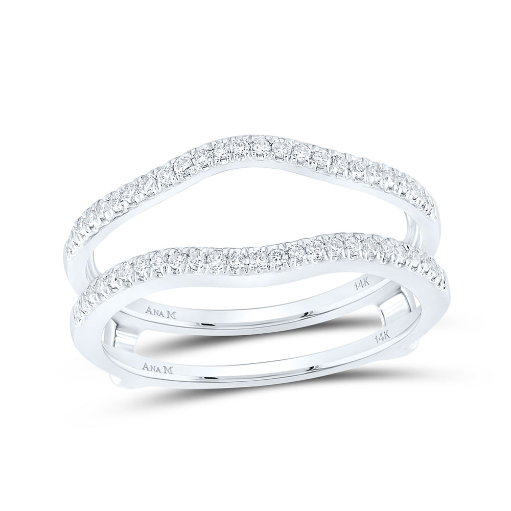 14kt White Gold Womens Round Diamond Ring Guard Wrap Solitaire Enhancer Band 1/4 Cttw