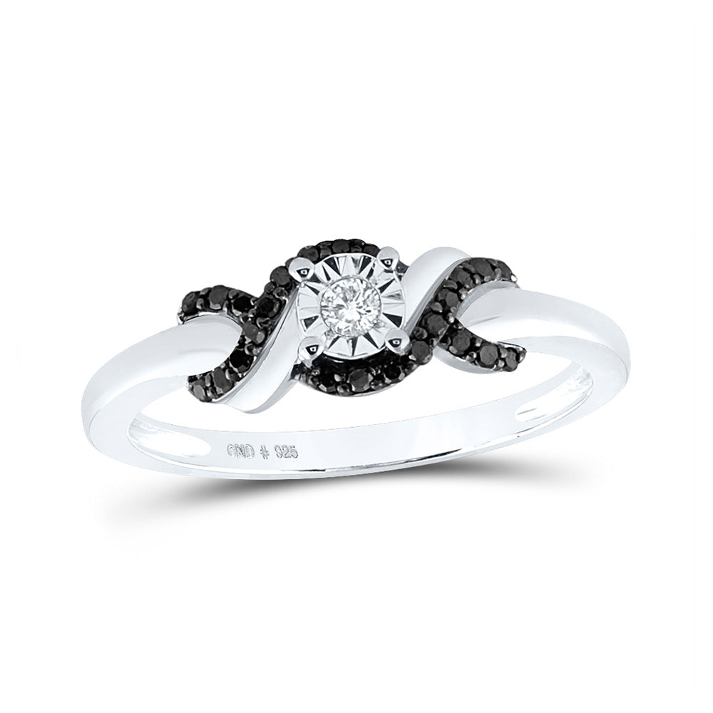 Sterling Silver Round Diamond Solitaire Bridal Wedding Engagement Ring 1/6 Cttw