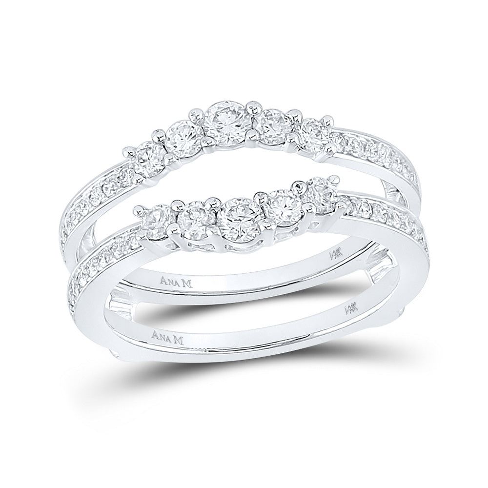 14kt White Gold Womens Round Diamond Wrap Ring Guard Enhancer 3/4 Cttw