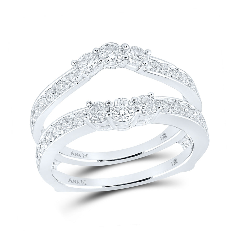 14kt White Gold Womens Round Diamond Wrap Ring Guard Enhancer 1 Cttw