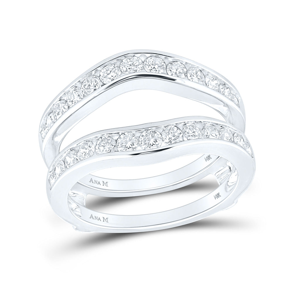 14k White Gold Womens Round Diamond Wedding Bridal Enhancer Band Wrap 1 Cttw