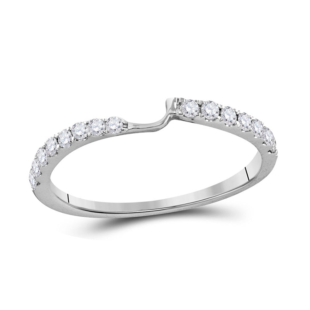14kt White Gold Womens Round Diamond 2-stone Wedding Band 1/4 Cttw