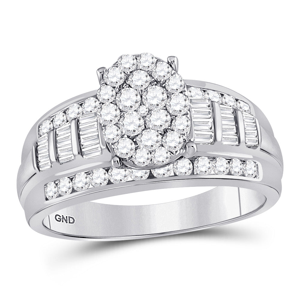 10kt White Gold Diamond Oval Cluster Bridal Wedding Engagement Ring 1 Cttw