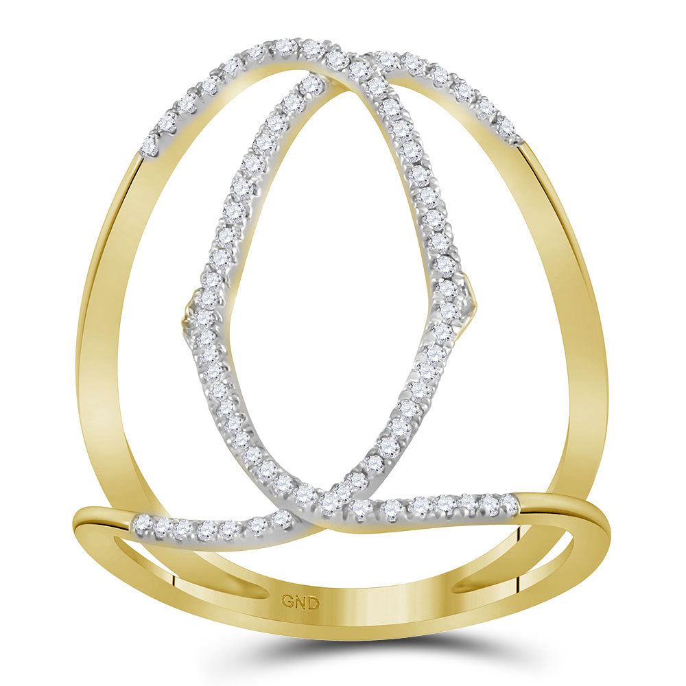10kt Yellow Gold Womens Round Diamond Negative Space Band Ring 1/3 Cttw