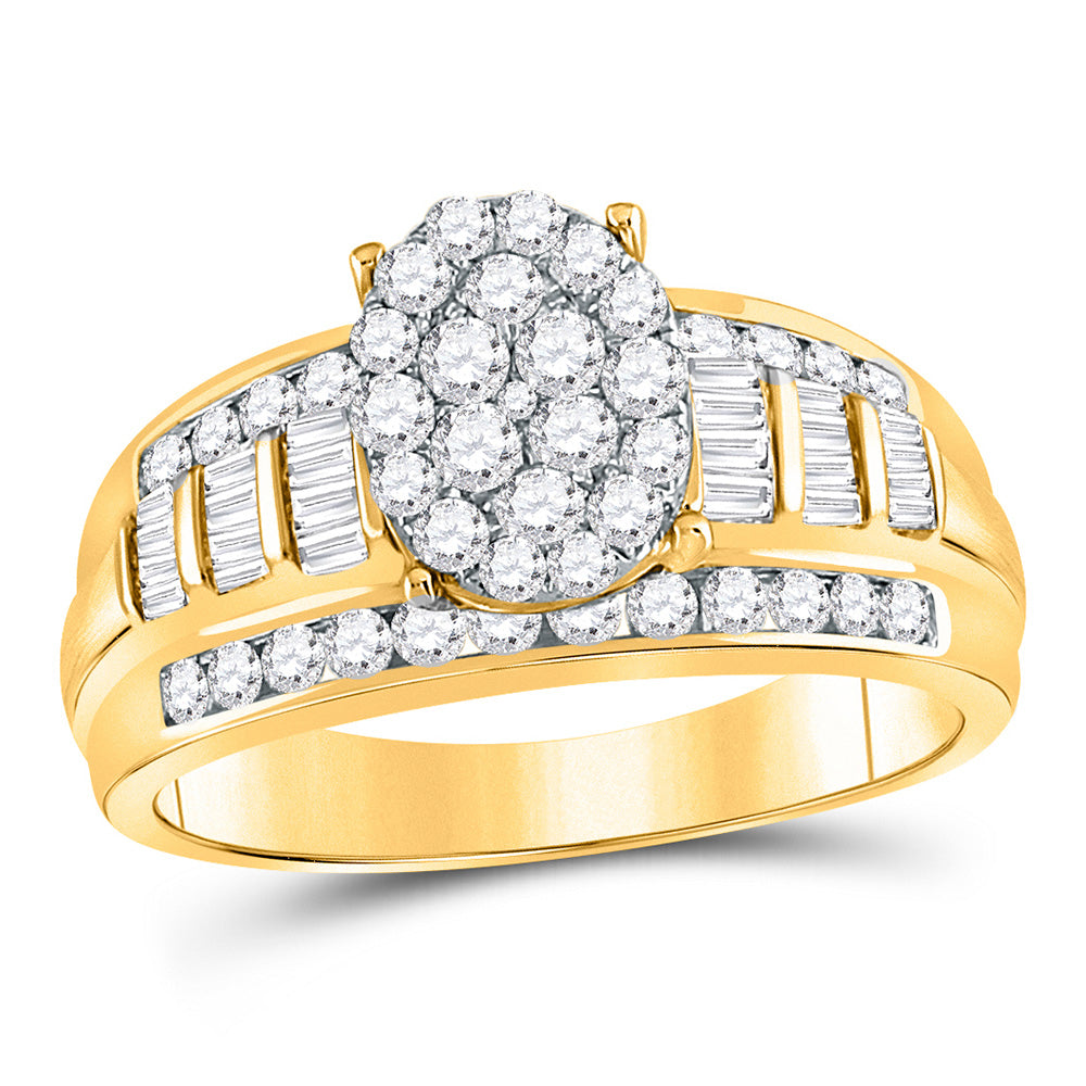 10kt Yellow Gold Diamond Oval Cluster Bridal Wedding Engagement Ring 1 Cttw