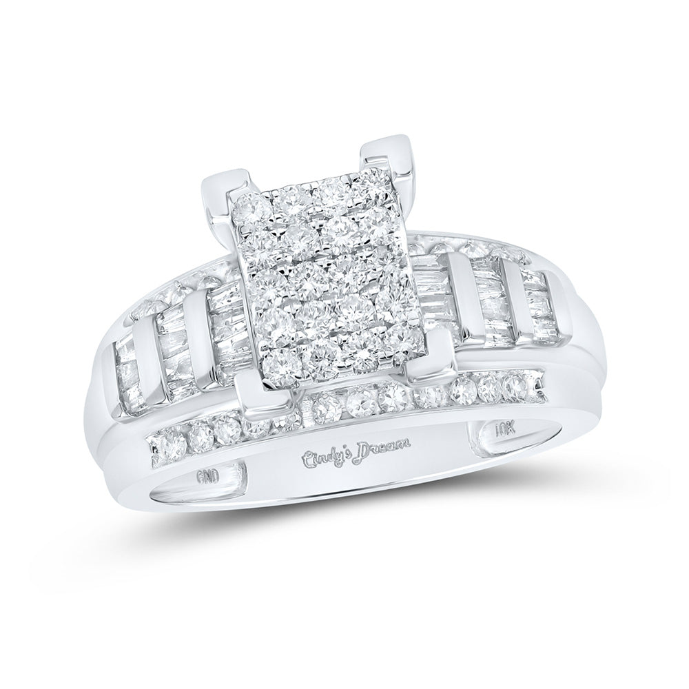 10kt White Gold Round Diamond Bridal Wedding Engagement Ring 7/8 Cttw