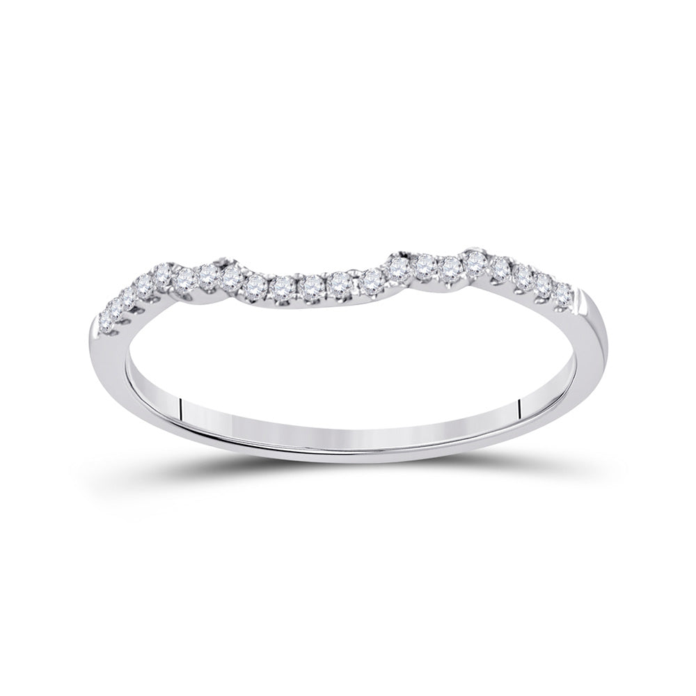 14kt White Gold Womens Round Diamond Band Ring Guard Enhancer 1/10 Cttw