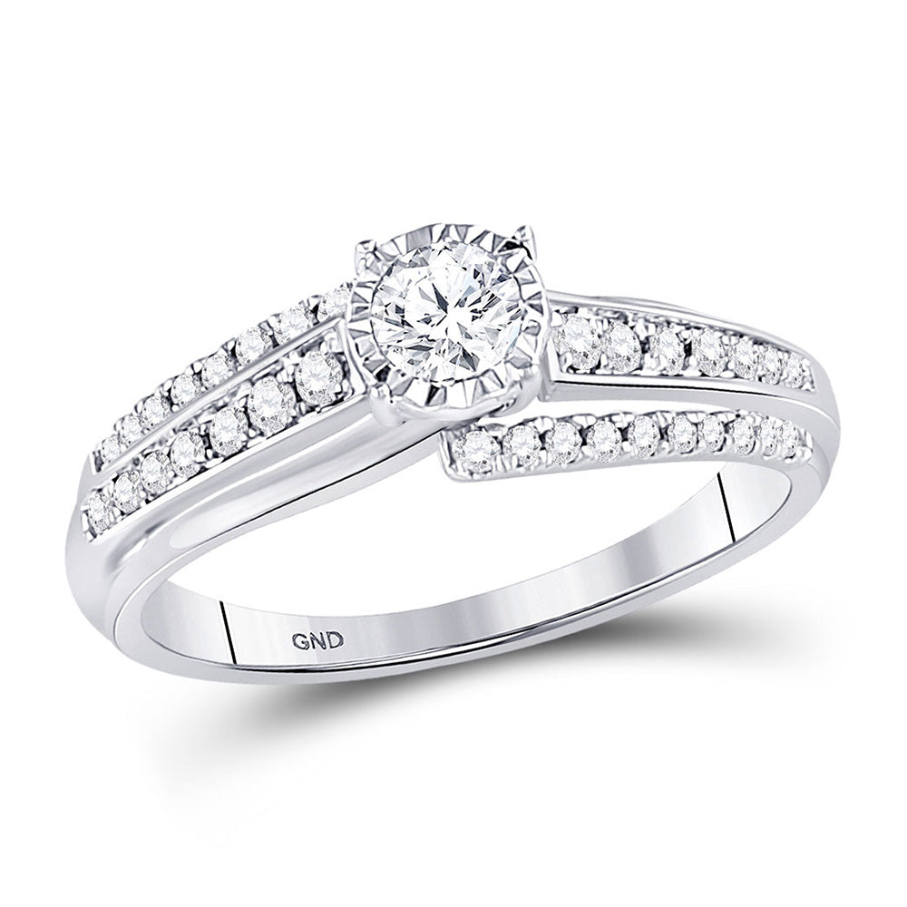 14kt White Gold Round Diamond Solitaire Bridal Wedding Engagement Ring 1/2 Cttw