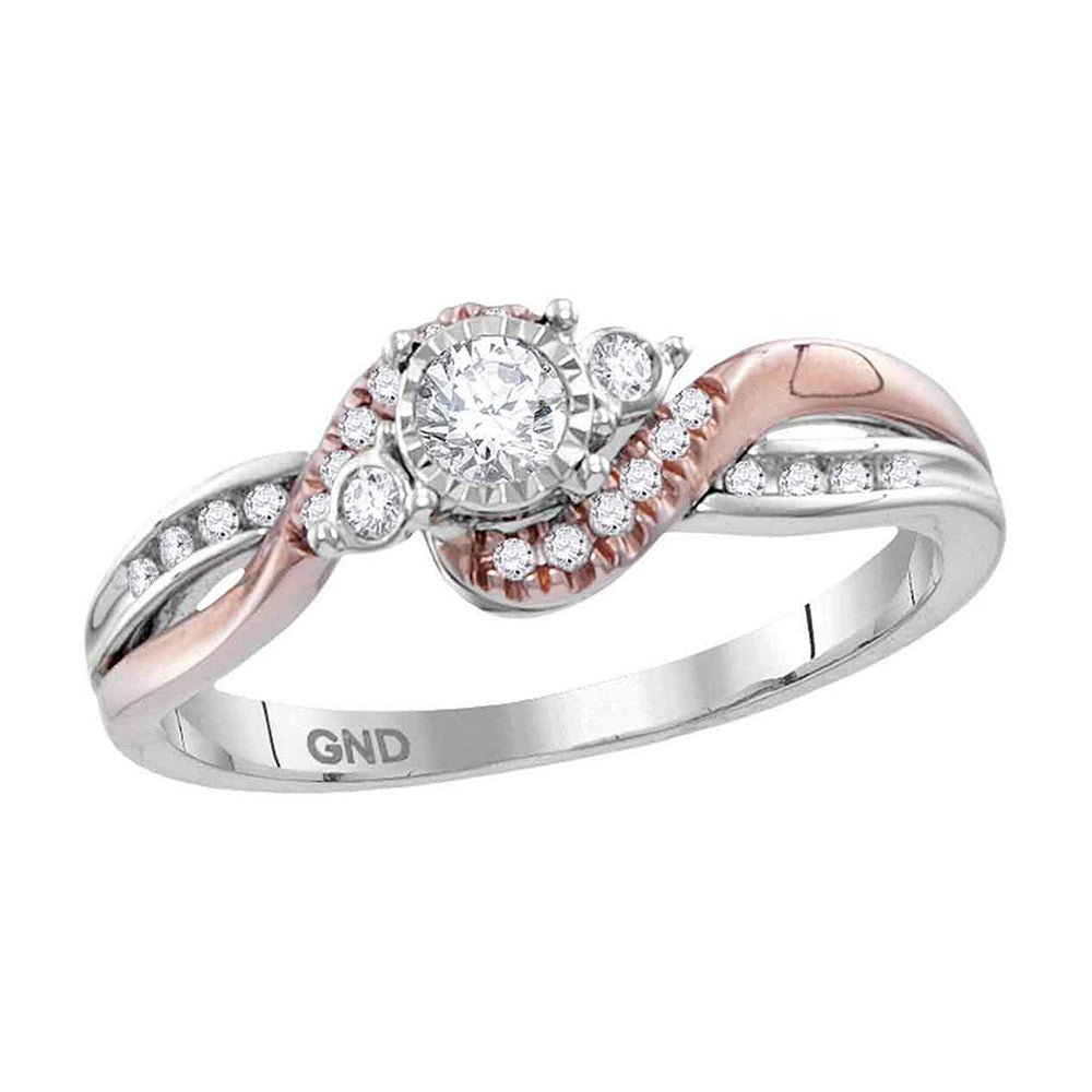 14kt White Rose-tone Gold Round Diamond Solitaire Bridal Wedding Engagement Ring 1/4 Cttw