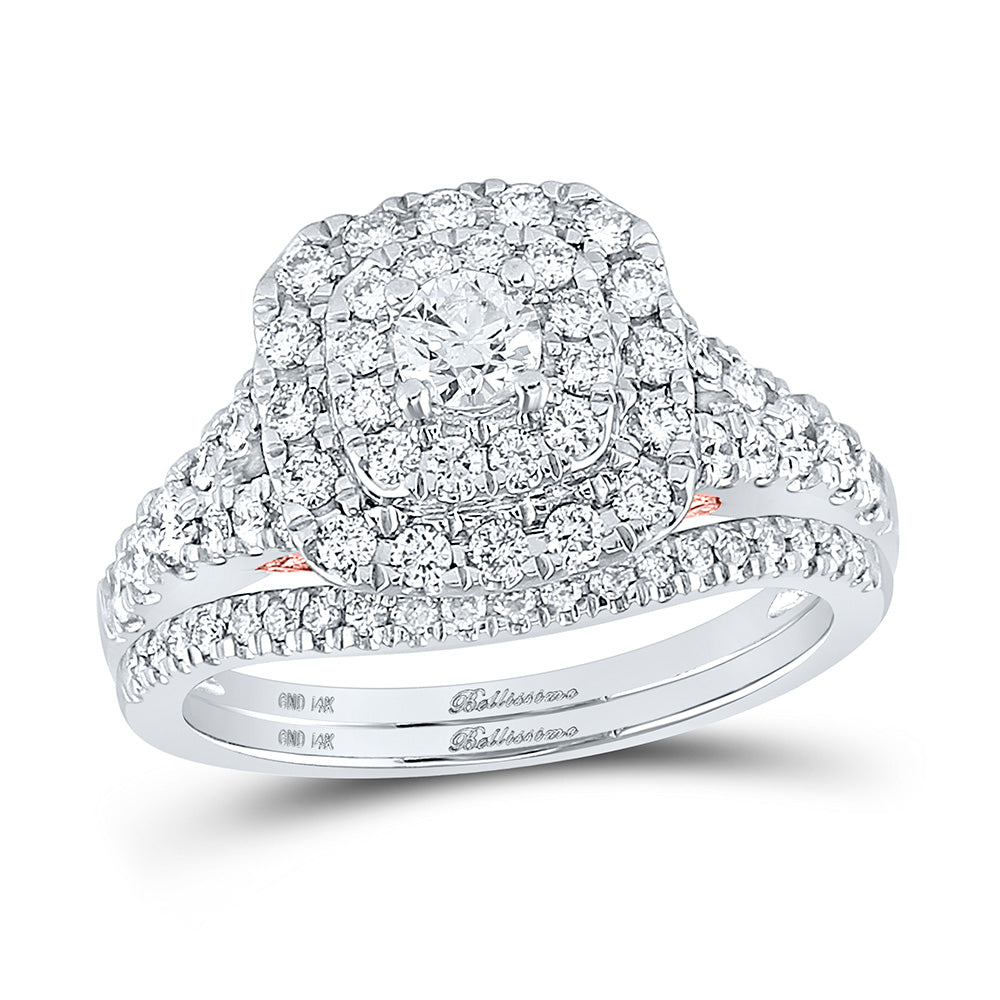 14kt Two-tone Gold Round Diamond Bridal Wedding Ring Band Set 1 Cttw