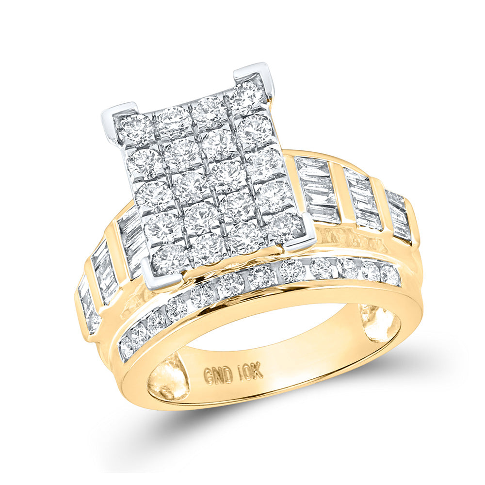 10kt Yellow Gold Round Diamond Cluster Bridal Wedding Engagement Ring 2 Cttw