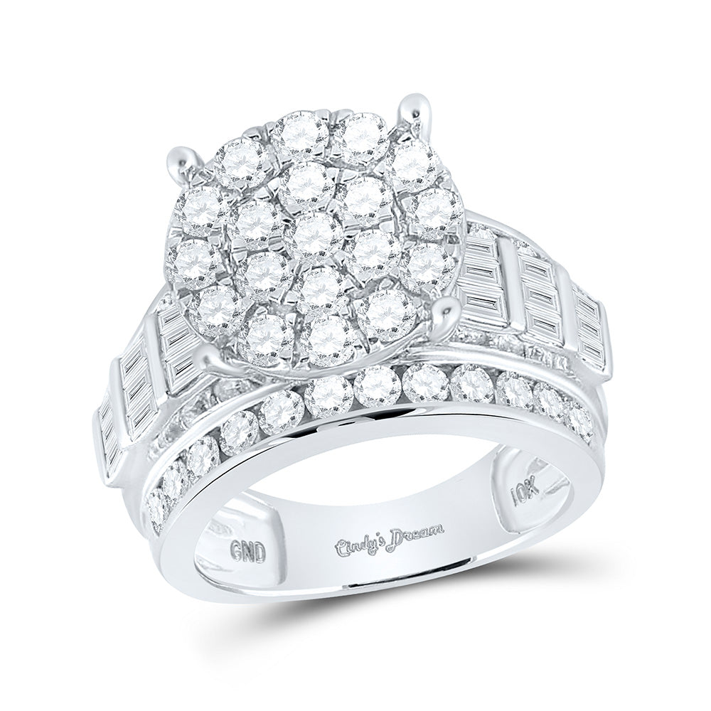 10kt White Gold Round Diamond Cluster Bridal Wedding Engagement Ring 3 Cttw