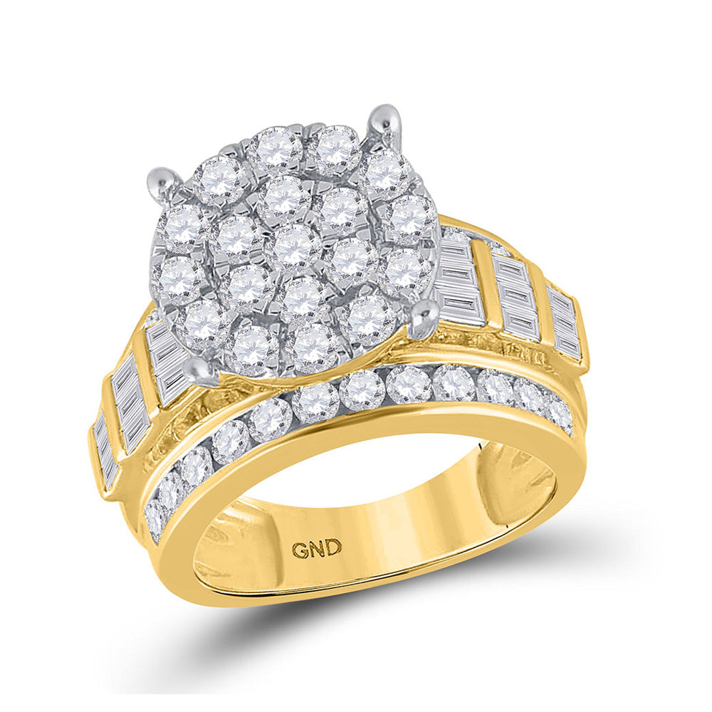 10kt Yellow Gold Round Diamond Cluster Bridal Wedding Engagement Ring 3 Cttw