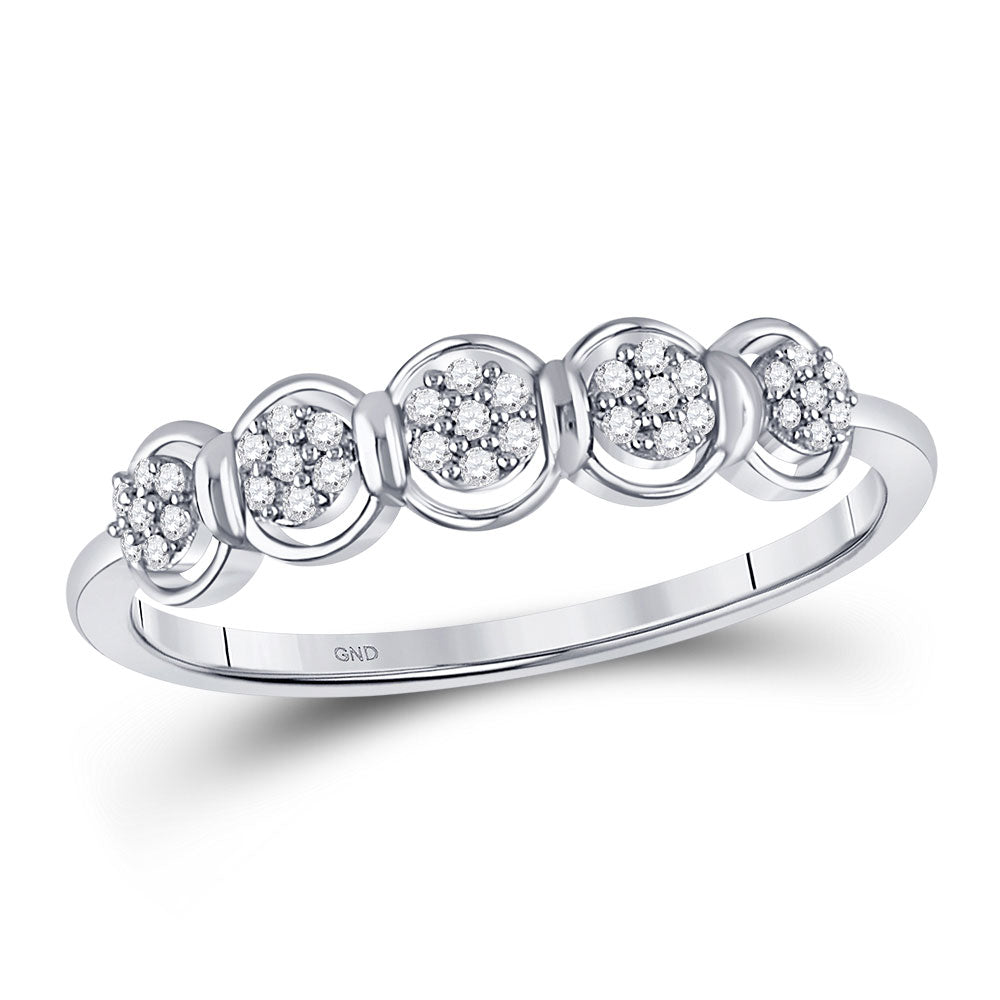 10kt White Gold Womens Round Diamond Cluster Ring 1/10 Cttw