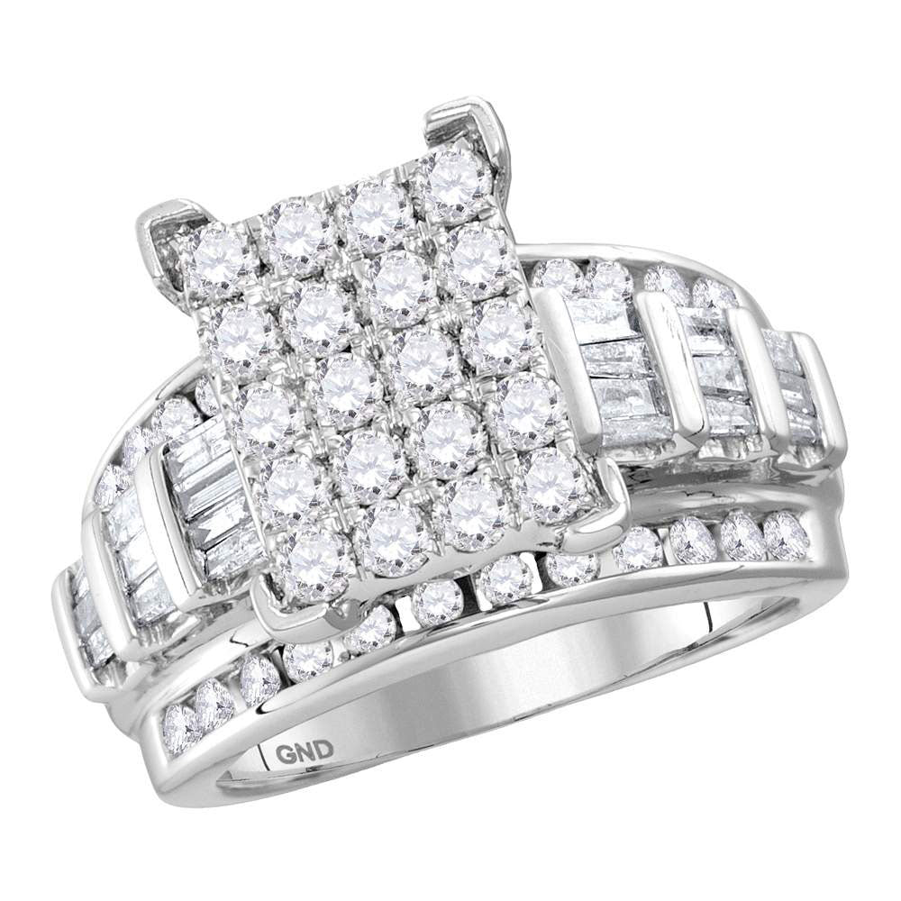 10kt White Gold Round Diamond Cluster Bridal Wedding Engagement Ring 3 Cttw