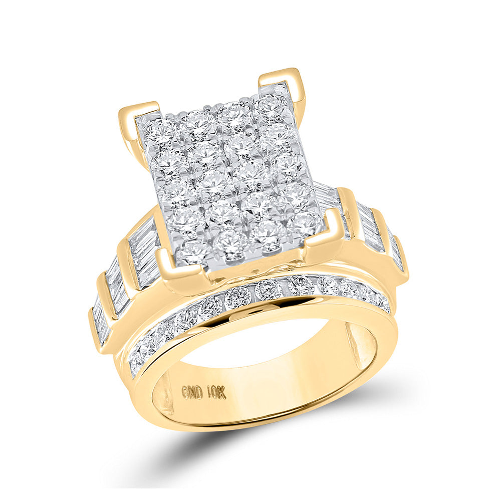 10kt Yellow Gold Round Diamond Cluster Bridal Wedding Engagement Ring 3 Cttw