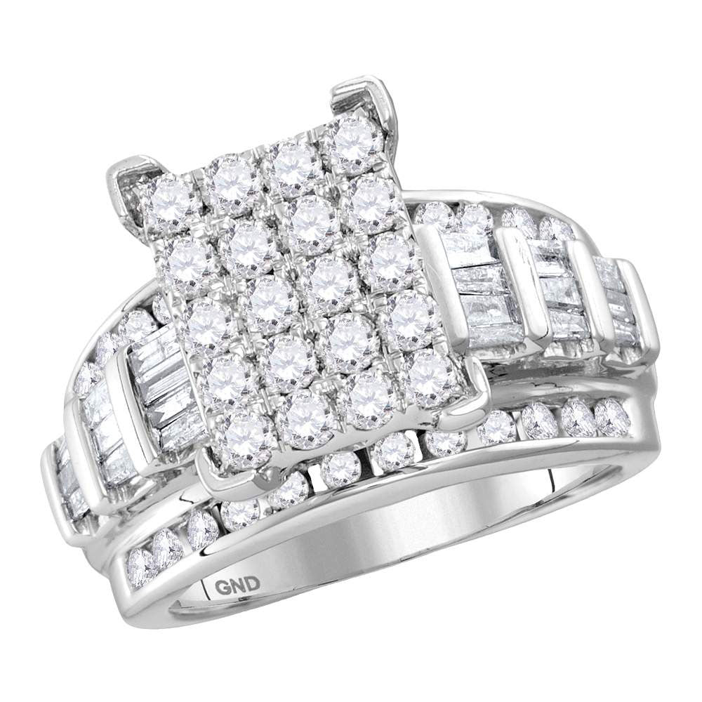 14kt White Gold Round Diamond Cluster Bridal Wedding Engagement Ring 4 Cttw