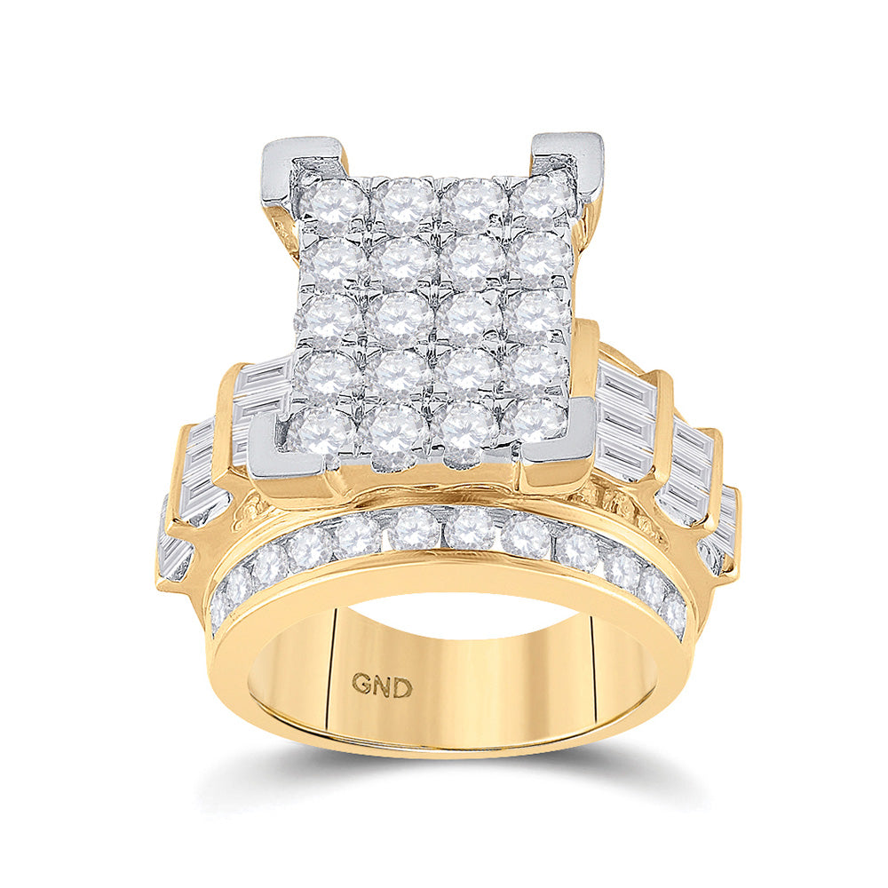 14kt Yellow Gold Round Diamond Cluster Bridal Wedding Engagement Ring 4 Cttw