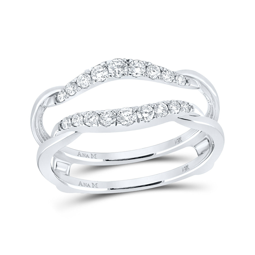 14kt White Gold Womens Round Diamond Wrap Ring Guard Enhancer 1/3 Cttw
