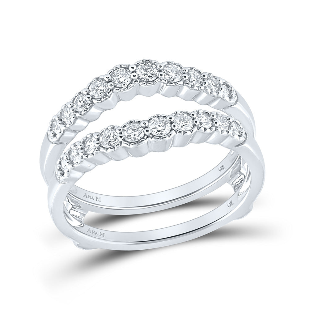 14kt White Gold Womens Round Diamond Wrap Ring Guard Enhancer 1/2 Cttw