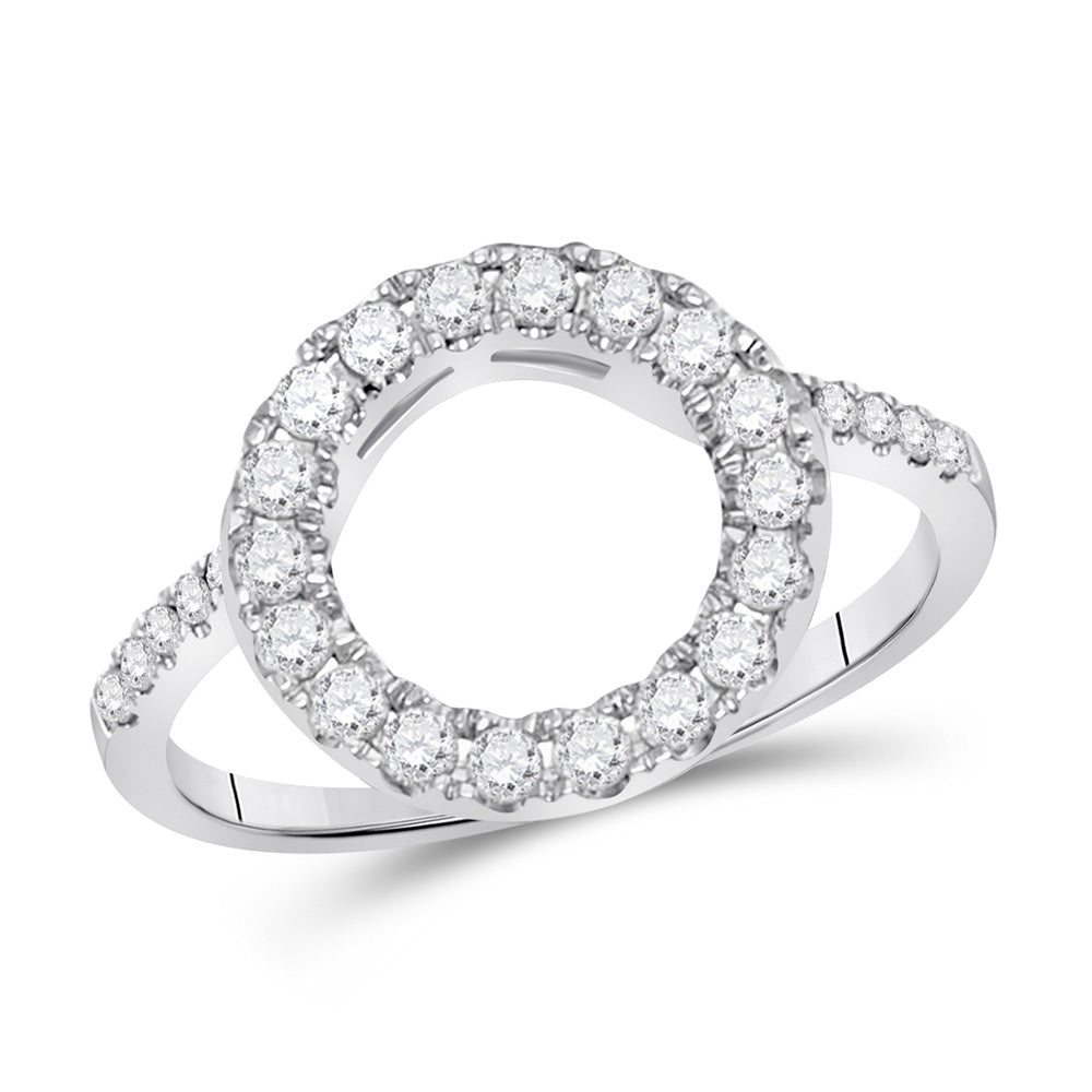 14kt White Gold Womens Round Diamond Wrap Ring Guard Enhancer 1/2 Cttw