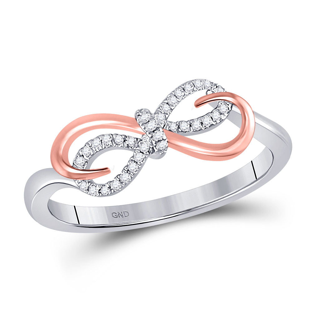 10kt Two-tone Gold Womens Round Diamond Infinity Ring 1/12 Cttw