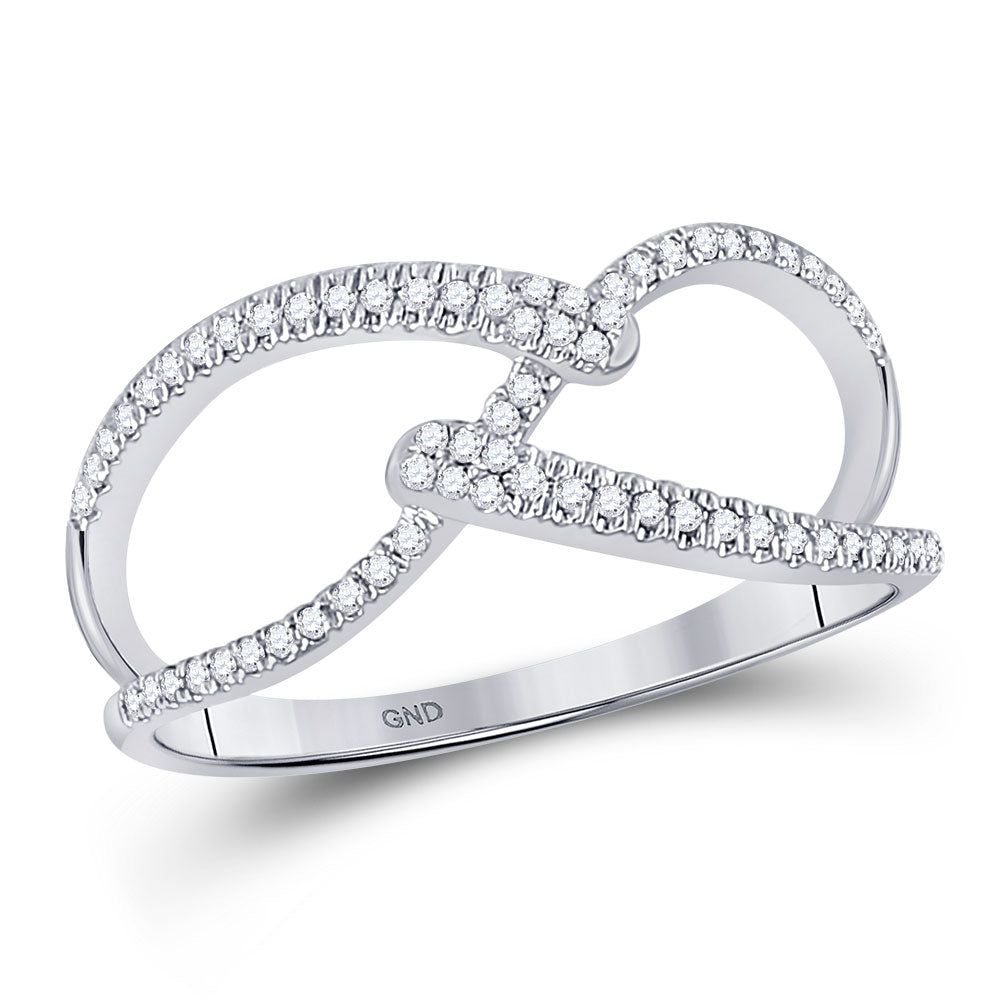 10kt White Gold Womens Round Diamond Strand Band Ring 1/5 Cttw