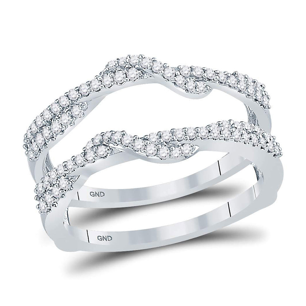 10kt White Gold Womens Round Diamond Solitaire Enhancer Wedding Band 3/8 Cttw