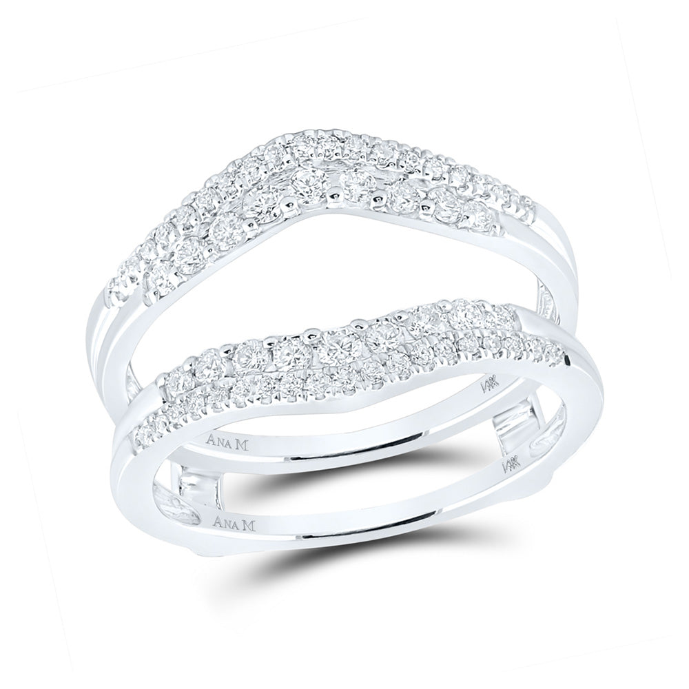 14kt White Gold Womens Round Diamond Wrap Ring Guard Enhancer 1/2 Cttw