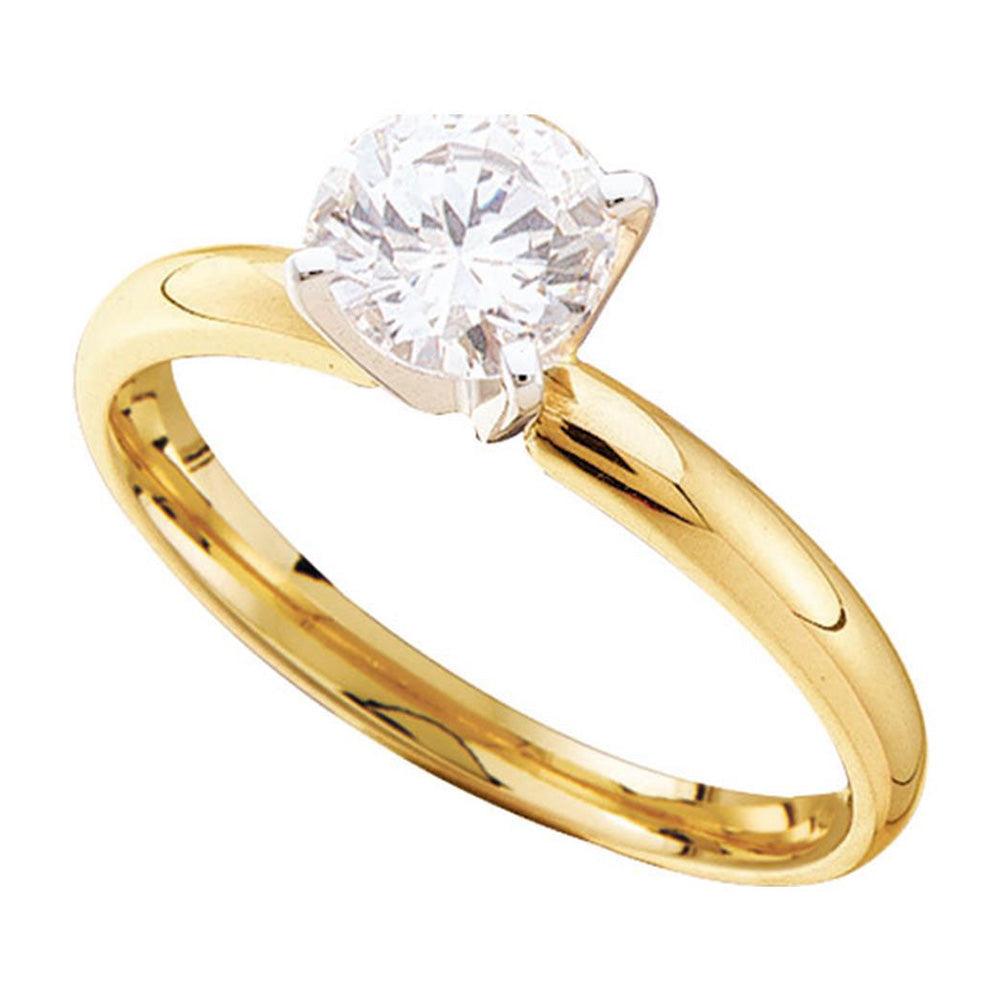 14kt Yellow Gold Womens Round Diamond Solitaire Bridal Wedding Engagement Ring 1/2 Cttw