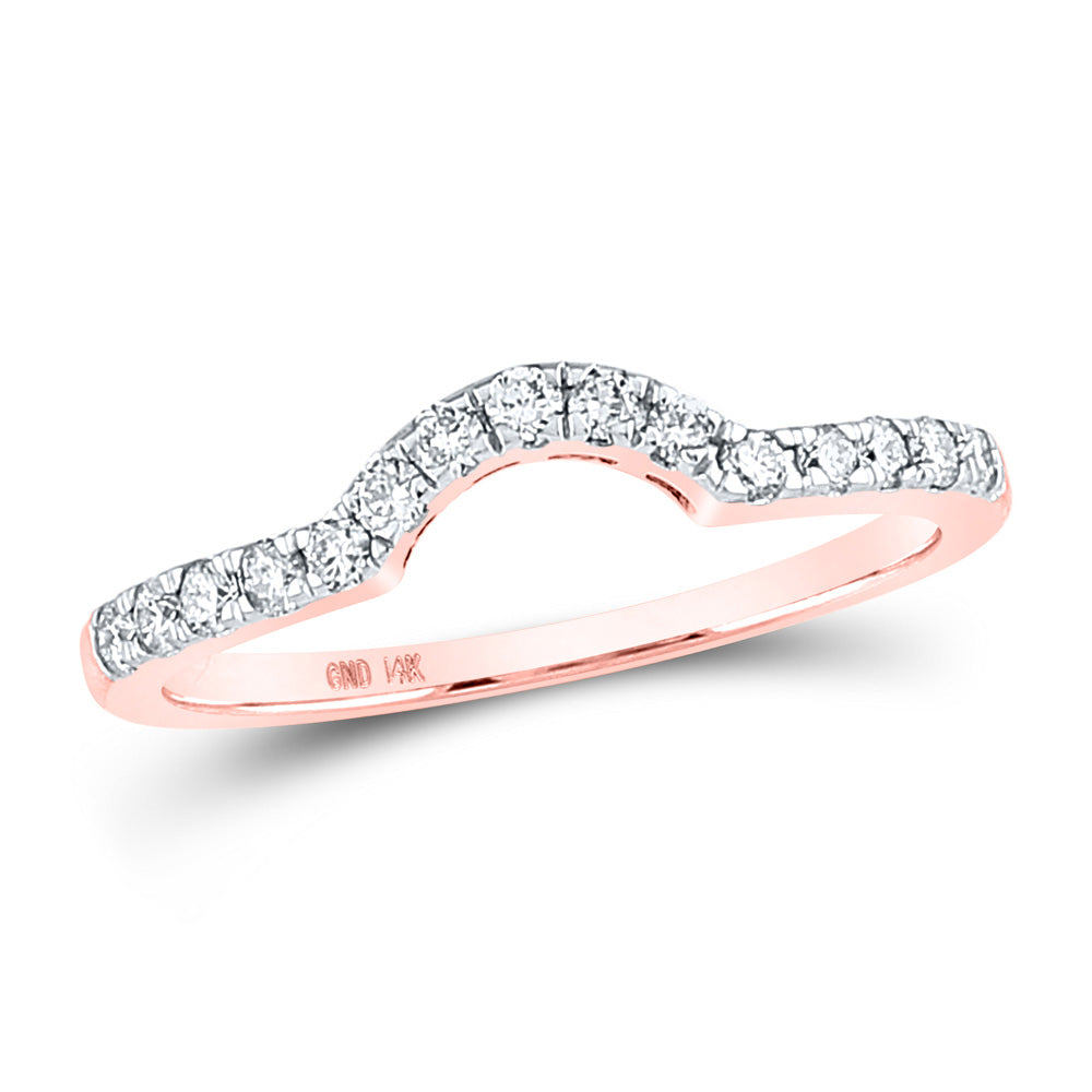 14kt Rose Gold Womens Round Diamond Contoured Wedding Enhancer Band Ring 1/4 Cttw