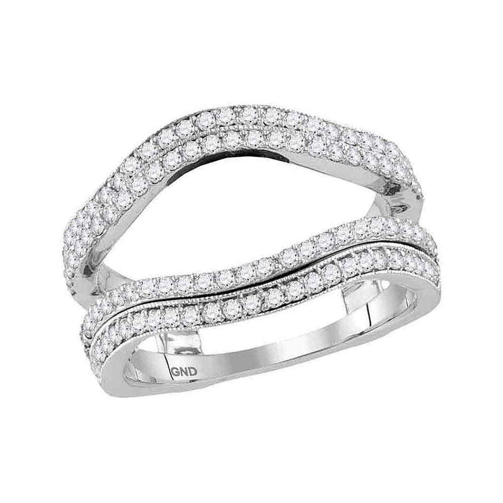 14kt White Gold Womens Round Diamond Solitaire Enhancer Wedding Band 3/4 Cttw