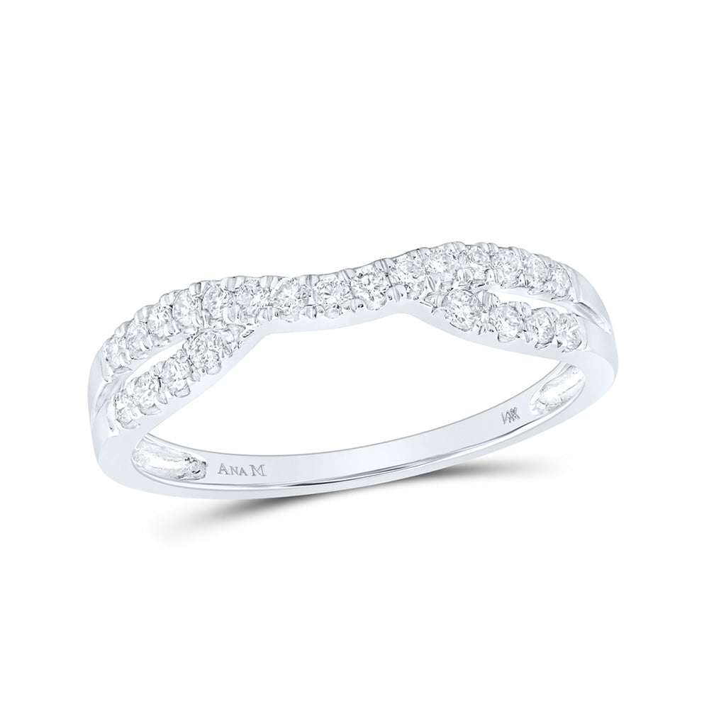 14kt White Gold Womens Round Diamond Ring Contour Enhancer Wedding Band 1/4 Cttw