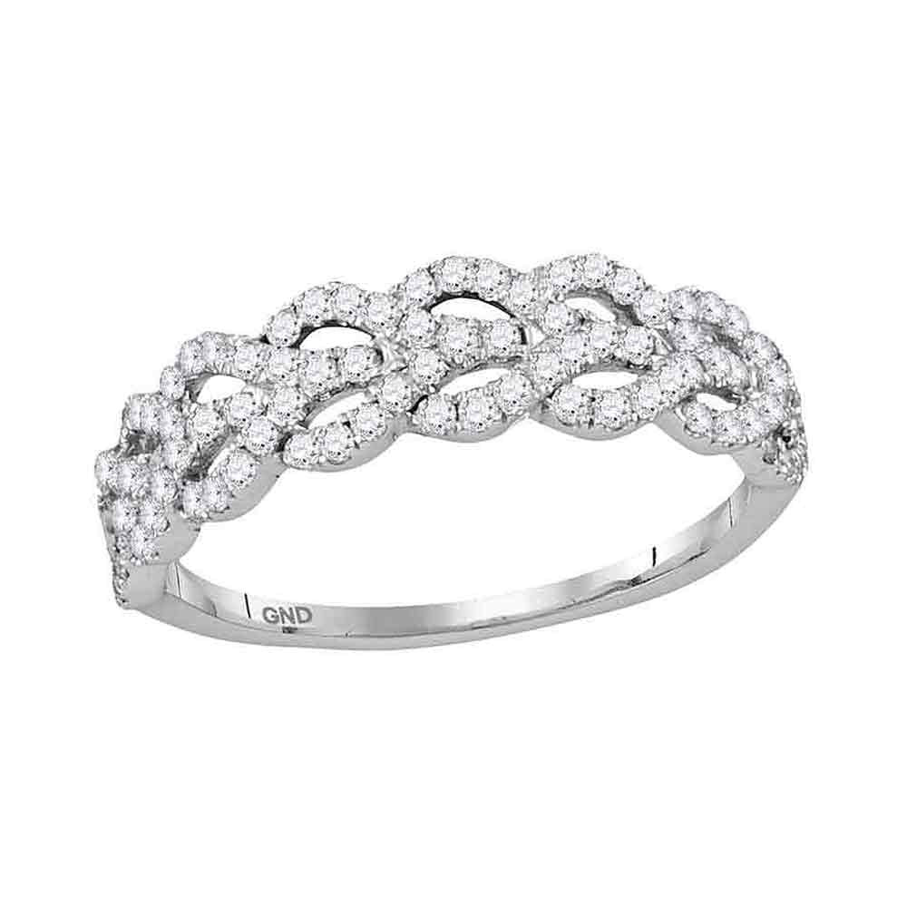 10kt White Gold Womens Round Diamond Fashion Band Ring 3/8 Cttw