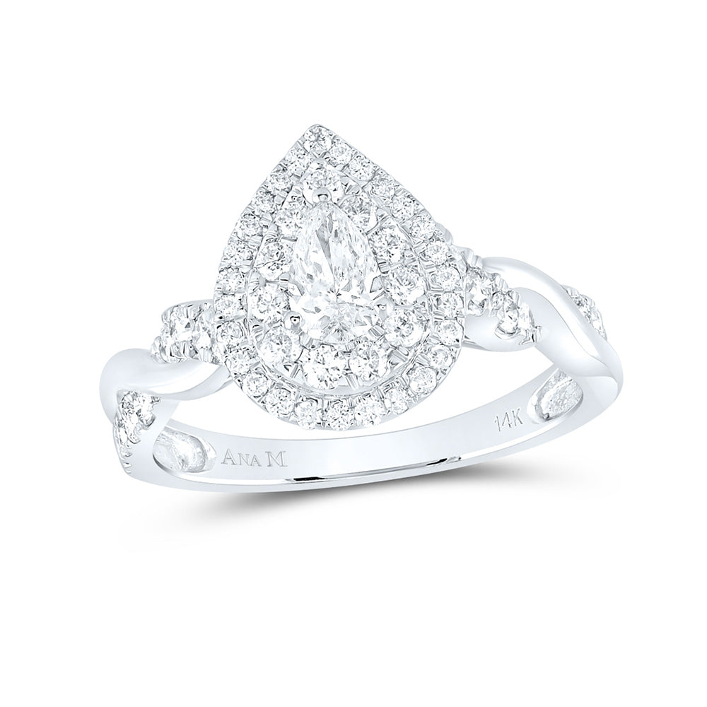 14kt White Gold Pear Diamond Solitaire Bridal Wedding Engagement Ring 1 Cttw