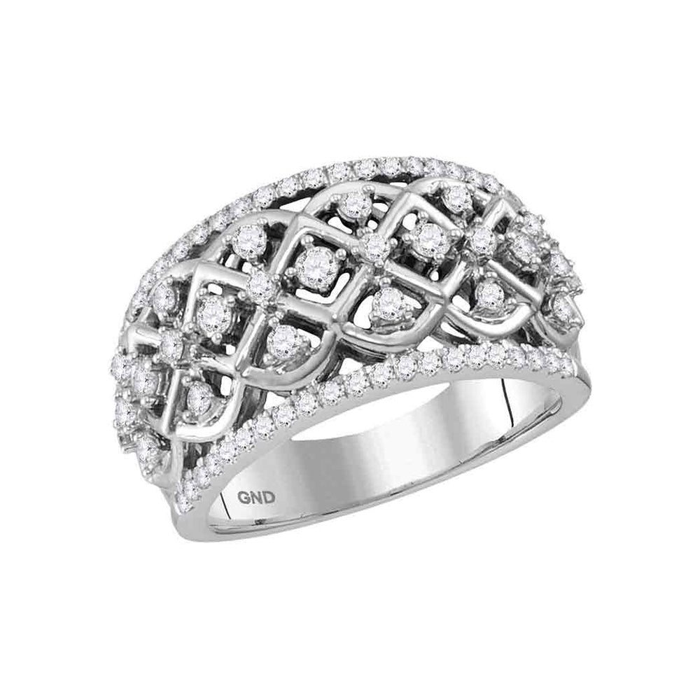10kt White Gold Womens Round Diamond Anniversary Ring 3/4 Cttw