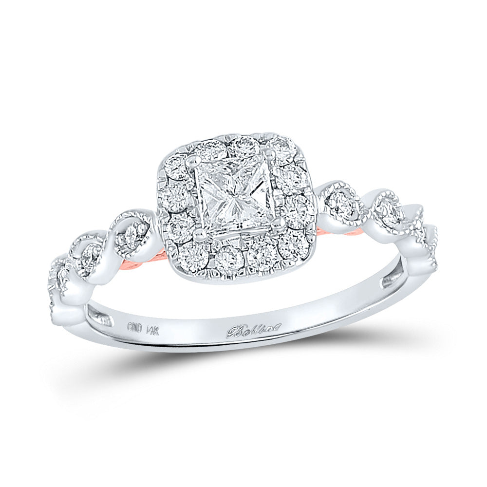 14kt Two-tone Gold Princess Diamond Solitaire Bridal Wedding Engagement Ring 3/4 Cttw