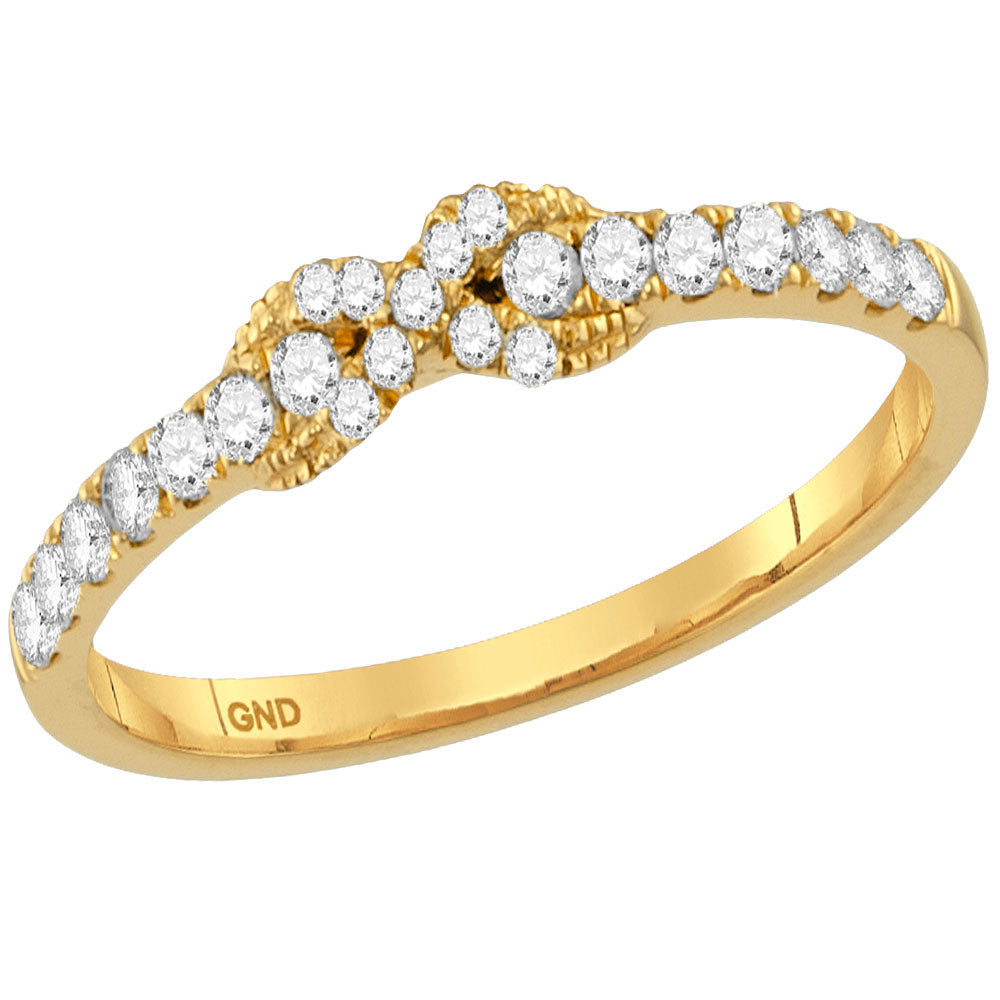 14kt Yellow Gold Womens Round Diamond Infinity Knot Stackable Band Ring 1/4 Cttw