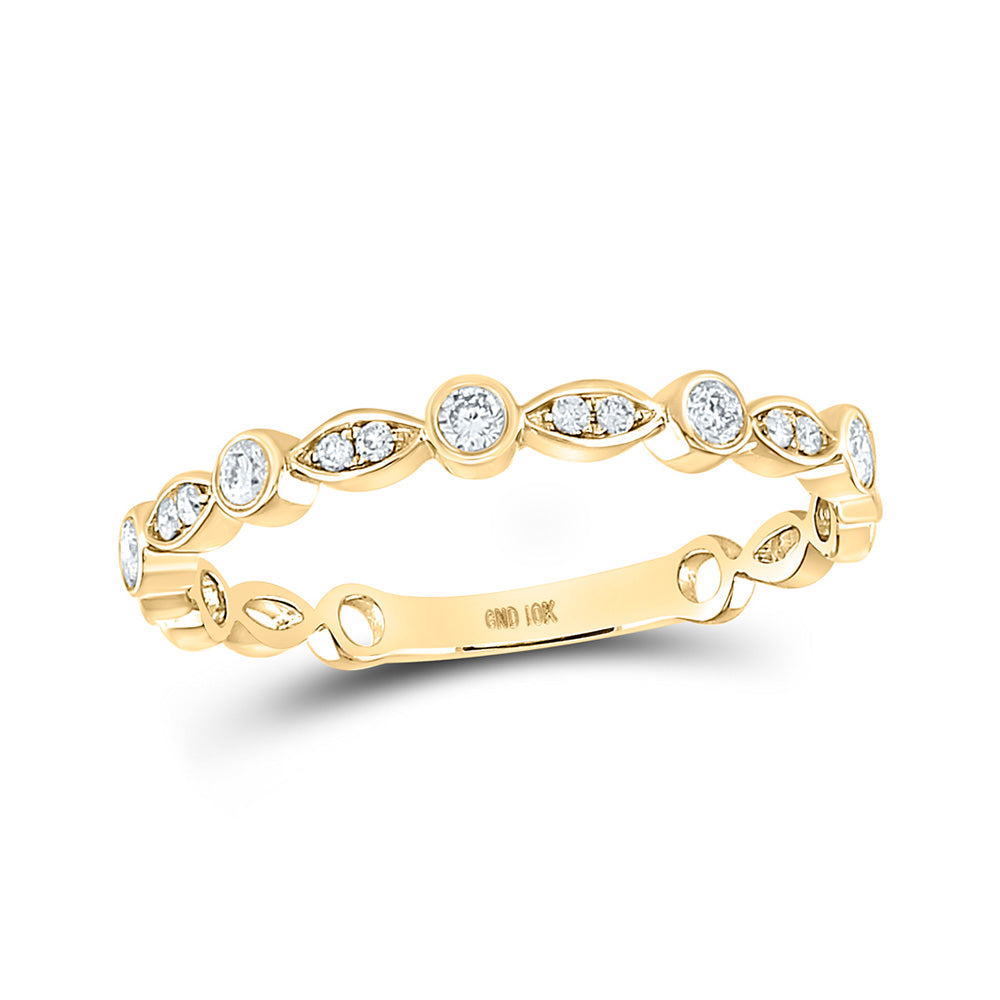14kt Yellow Gold Womens Round Diamond Stackable Band Ring 1/6 Cttw