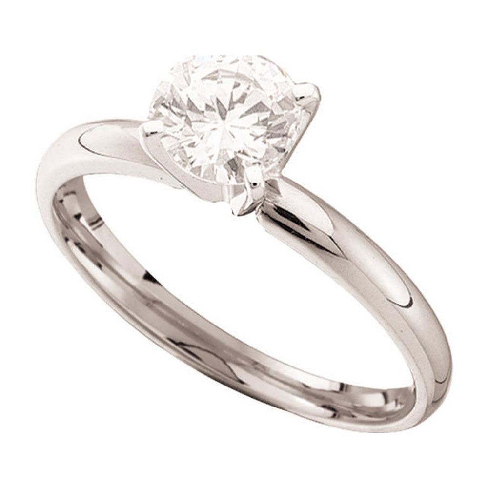 14kt White Gold Womens Round Diamond Solitaire Bridal Wedding Engagement Ring 3/4 Cttw