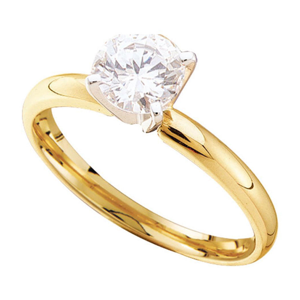 14kt Yellow Gold Womens Round Diamond Solitaire Bridal Wedding Engagement Ring 3/4 Cttw