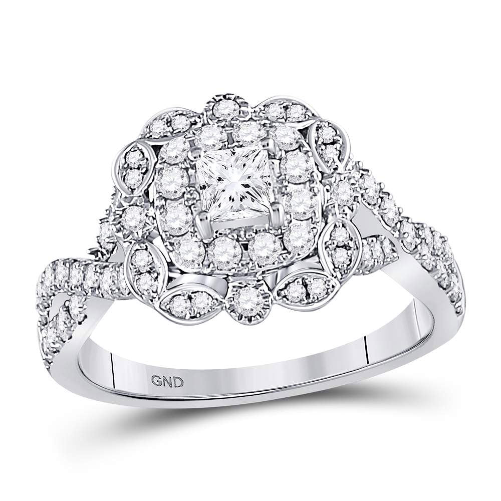 14kt White Gold Princess Diamond Solitaire Bridal Wedding Engagement Ring 1 Cttw