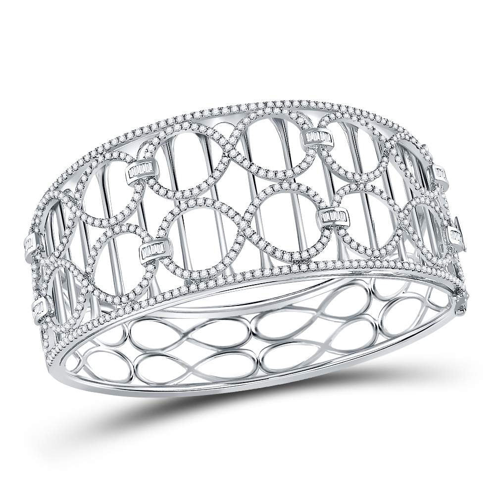 14kt White Gold Womens Round Diamond Fashion Cocktail Bracelet 4 Cttw