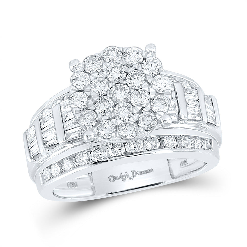 10kt White Gold Round Diamond Cluster Bridal Wedding Engagement Ring 2 Cttw Size 9
