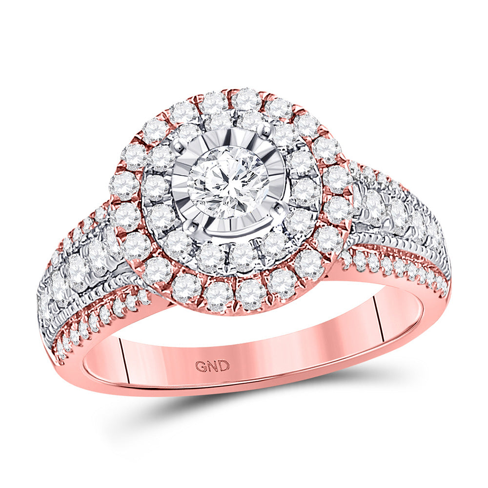 14kt Rose Gold Round Diamond Solitaire Bridal Wedding Engagement Ring 1-1/4 Cttw