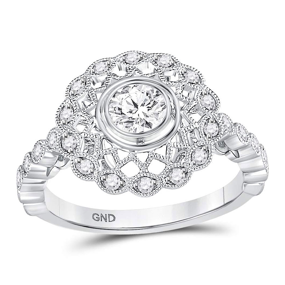 14kt White Gold Round Diamond Solitaire Bridal Wedding Engagement Ring 3/4 Cttw