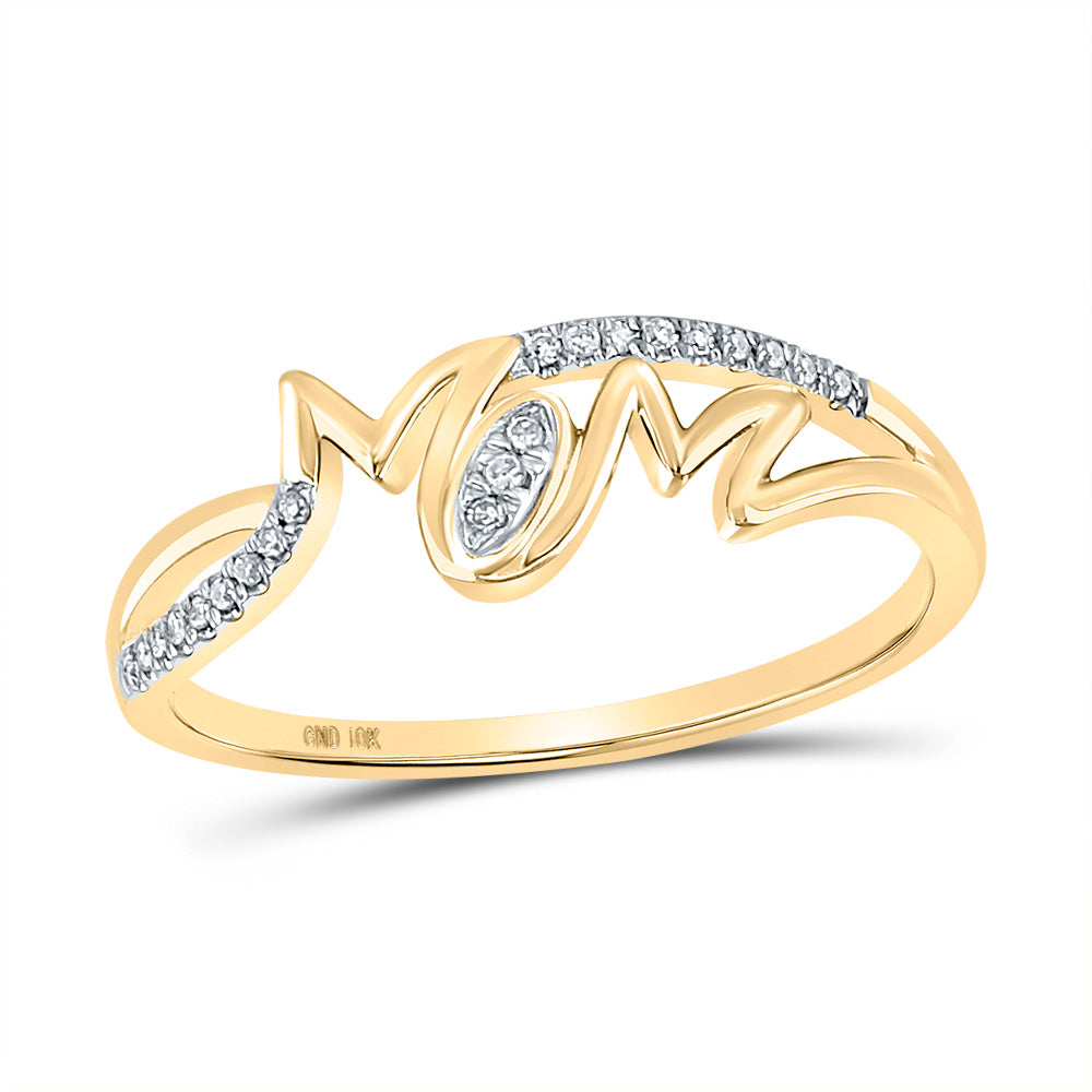 10kt Yellow Gold Womens Round Diamond Mom Band Ring 1/20 Cttw