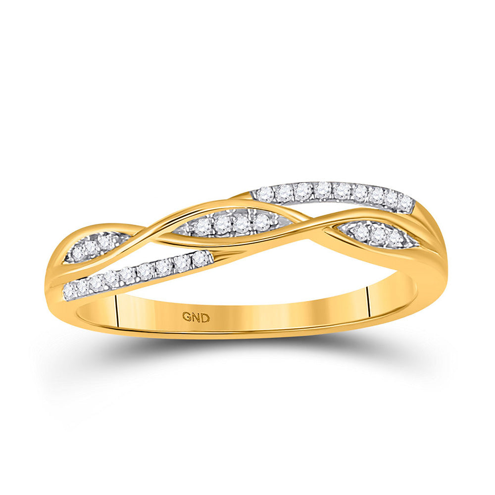 10kt Yellow Gold Womens Round Diamond Twist Band Ring 1/12 Cttw
