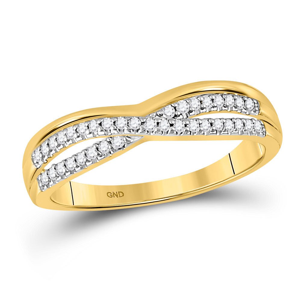 10kt Yellow Gold Womens Round Diamond Twist Band Ring 1/6 Cttw